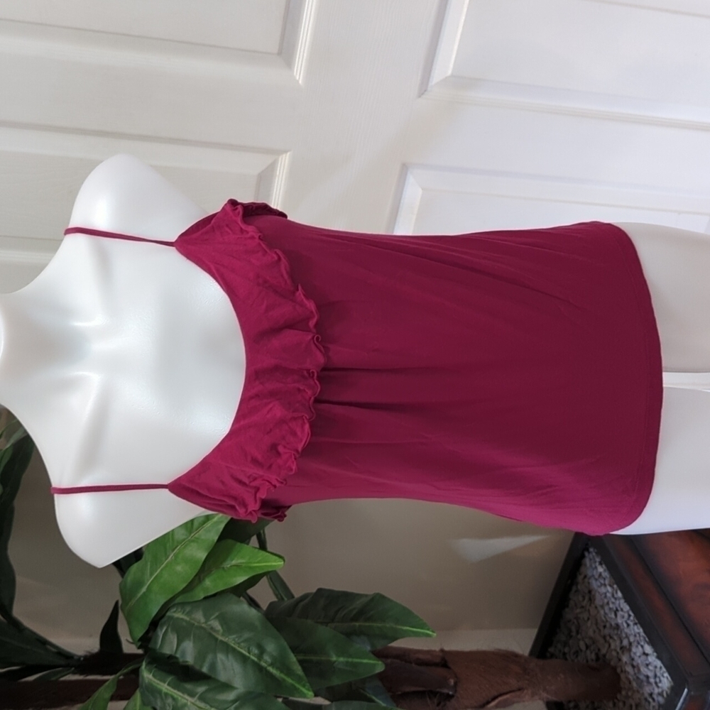 Loft Petites Women's Tank Top w/Adjustable Straps & Ruffles Size SP